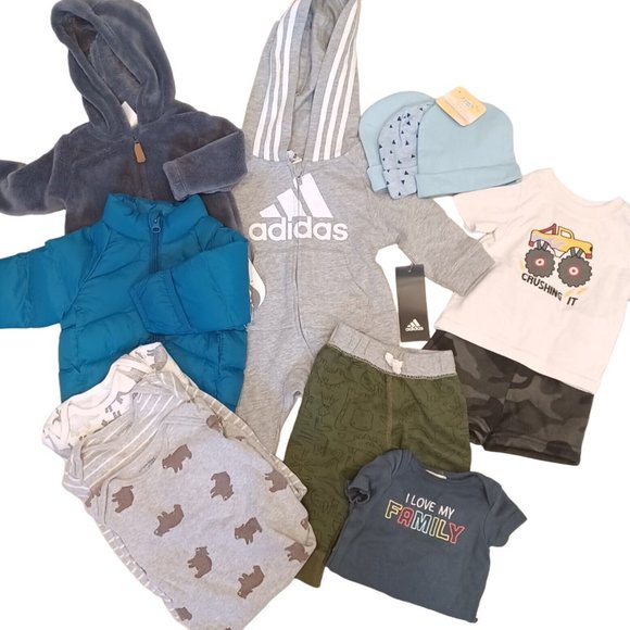 adidas Other - BABY BOY LOT Sz 0-3 MONTHS Fall Winter, Carter's, Child Of Mine Clothes 13 Piece